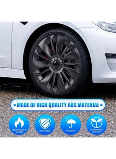 L&E 19 Inch Tesla Model Y Hubcaps-2020-2023,Waterproof Matte Black Rim Protector Replacement Kit with Black Emblems,Rims Wheel Covers Replacement Accessories Set of 4  - Image 5