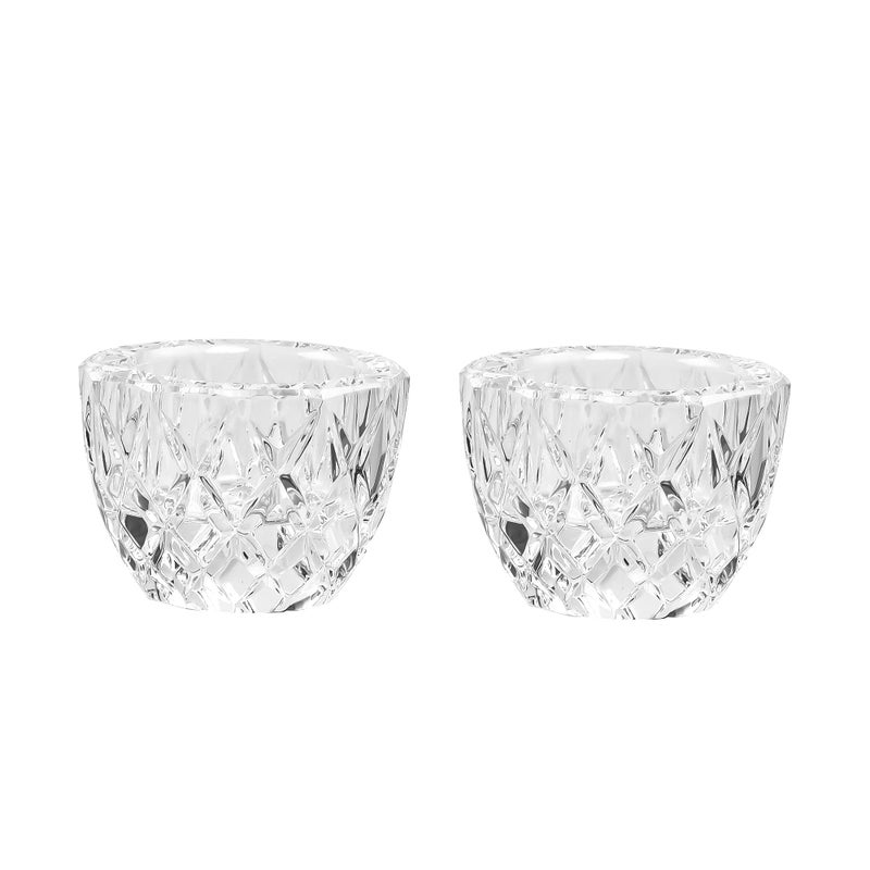 Kitcom Crystal Tealight Candle Holders Pack of 2 for Wedding Party Dinner Table Home Decor Hand-Cut W2.4'' X H1.7'', Clear - Image 1