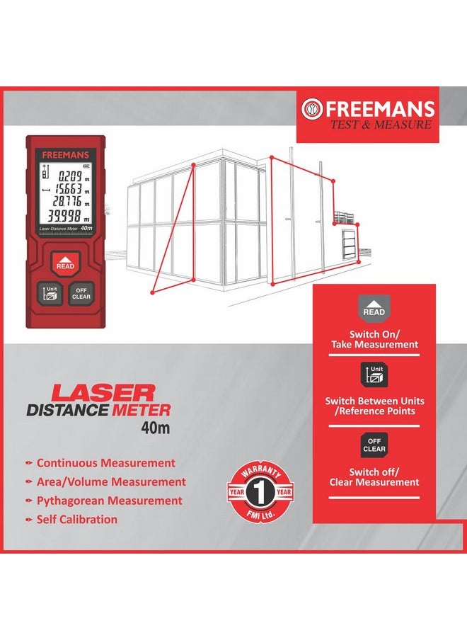 FREEMANS FREEMANS PROECO-L40 40m Laser Distance Meter with Area, Volume, Pythagorean Measurement and Self-Calibration Function, Carry Bag and Batteries Included, Best Suitable for Indoor Measurements  - Image 2