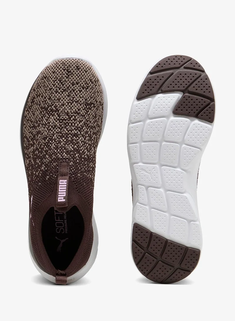 Puma Chocolate Fondue-Mouse Gray-Mauve Glow Softride Remi Slip-On Knit for Women | Best Price UAE