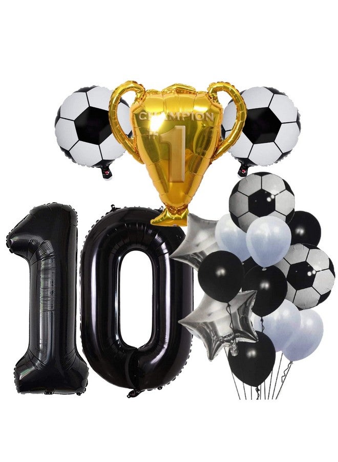 Atpata Funky 10th Birthday Foil Balloons Decoration Party Supplies for celebrating the Double Digit Milestone (Football Theme) - Image 1