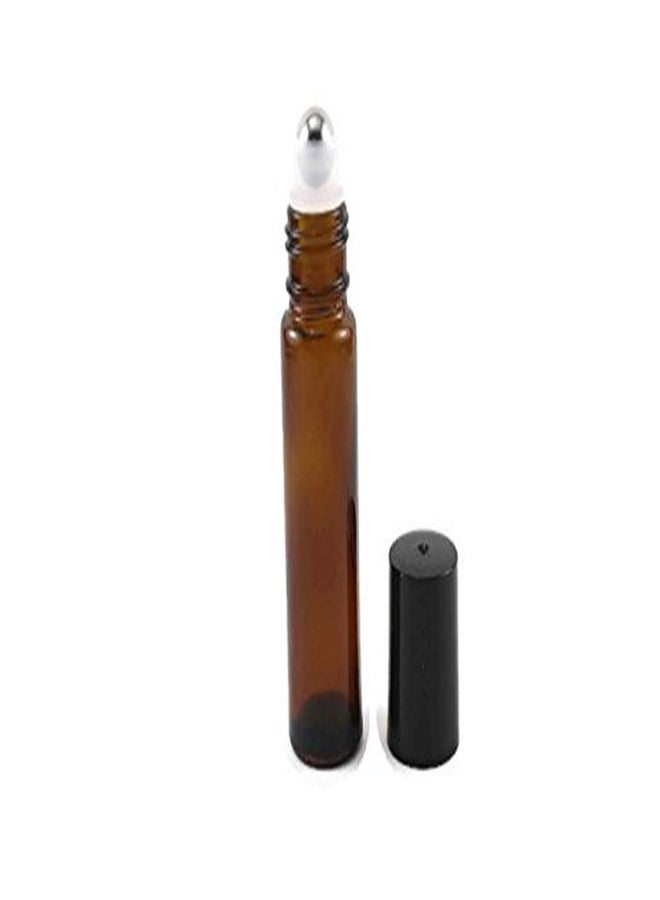 HS HEALTHY SOLUTIONS GLASSWARE 144-10ml Amber Glass Roll On Thick Bottles (144) with Stainless Steel Roller Balls - Refillable Aromatherapy Essential Oil Roll On (144) - Image 1