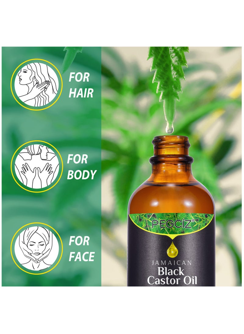 Pegciz - 60ml Jamaican Black Castor Oil for Hair 100% Pure Cold Pressed Stimulate Growth for Hair Eyelashes Eyebrows Nails Skin Moisturizer Hair Oil and Body Oil Moisturizing Massage Oil - Image 1