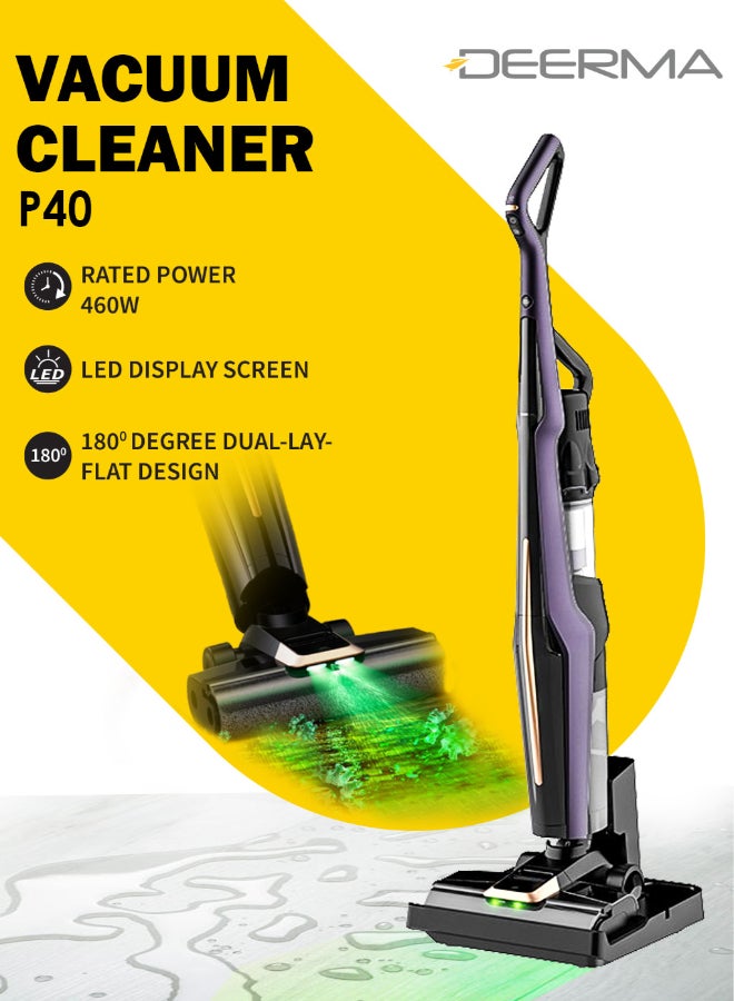 Deerma Cordless Vacuum Cleaner and Mop Wet & Dry Floor Cleaning with 7-Cone Cyclone System, 5-Stage Filtration, 180° Dual Lay-Flat Design & Long-Lasting Battery, Powerful 16000Pa 460 W DEM-P40 PROW Black - Image 1