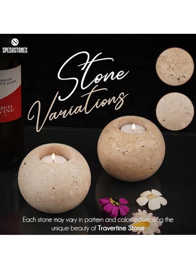 RADICALn Tealight Candle Holder 3.5" Inches Travertine Handmade Stone Tealight Candles Holder - Stone Votive Candle Holders, Stone Tea Light Holder, Travertine Candle Holders, Votive Holder  - Image 3