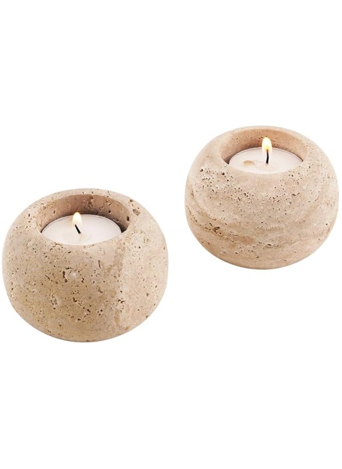 RADICALn Tealight Candle Holder 3.5" Inches Travertine Handmade Stone Tealight Candles Holder - Stone Votive Candle Holders, Stone Tea Light Holder, Travertine Candle Holders, Votive Holder  - Image 1