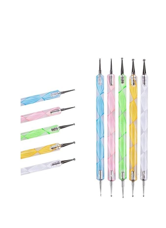ORiTi ORiTi 5pcs 2 Way Dotting Pen Marbleizing Painting Tool Nail Art Dot Set  - Image 5