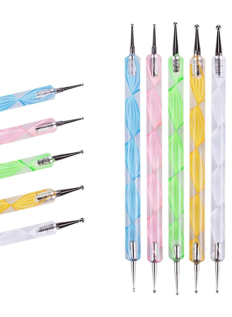 ORiTi 5pcs 2 Way Dotting Pen Marbleizing Painting Tool Nail Art Dot Set - Image 2