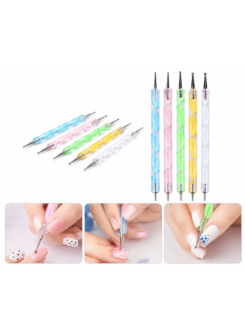 ORiTi 5pcs 2 Way Dotting Pen Marbleizing Painting Tool Nail Art Dot Set - Image 1