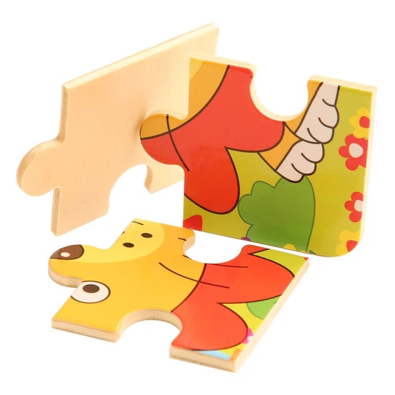 Bluejw Kindergarten Kids Animal Jigsaw Toy 9 Pieces of Wooden Cartoon Puzzle Other Educational Toys for Children - Image 4