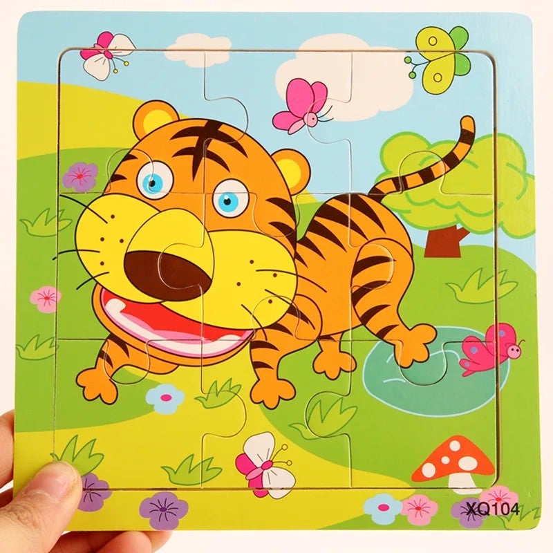 Bluejw Kindergarten Kids Animal Jigsaw Toy 9 Pieces of Wooden Cartoon Puzzle Other Educational Toys for Children - Image 5