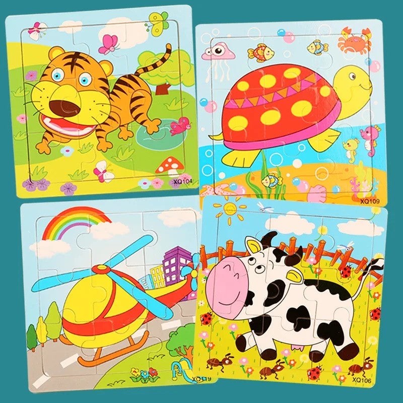 Bluejw Kindergarten Kids Animal Jigsaw Toy 9 Pieces of Wooden Cartoon Puzzle Other Educational Toys for Children - Image 3