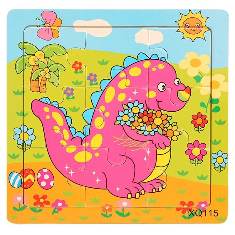 Bluejw Kindergarten Kids Animal Jigsaw Toy 9 Pieces of Wooden Cartoon Puzzle Other Educational Toys for Children - Image 1