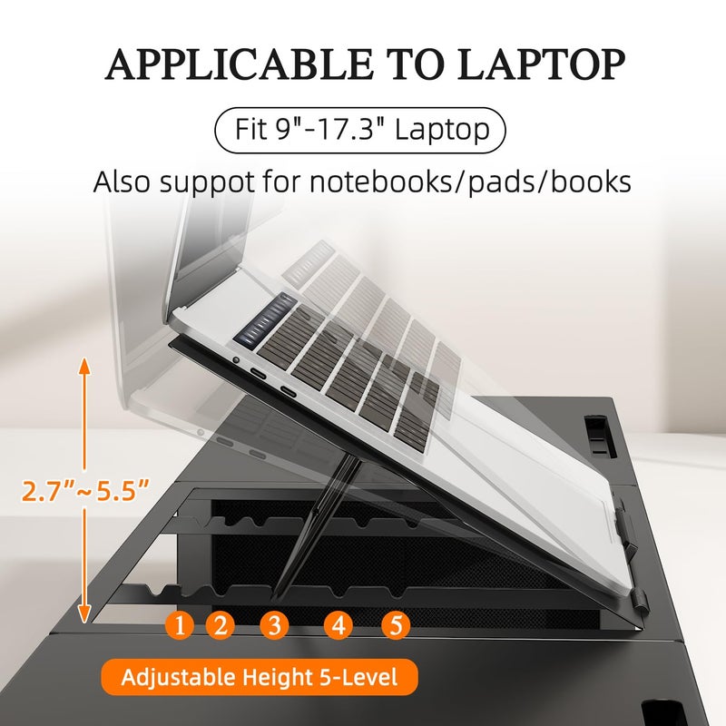 WESTREE Monitor Stand Riser with Adjustable Laptop Stand Riser, Steel Frame Dual Monitor Stand with Two Drawers for 2 Monitors, Desktop Oraganizer Stand for Computer,Laptop,Screen - Image 2