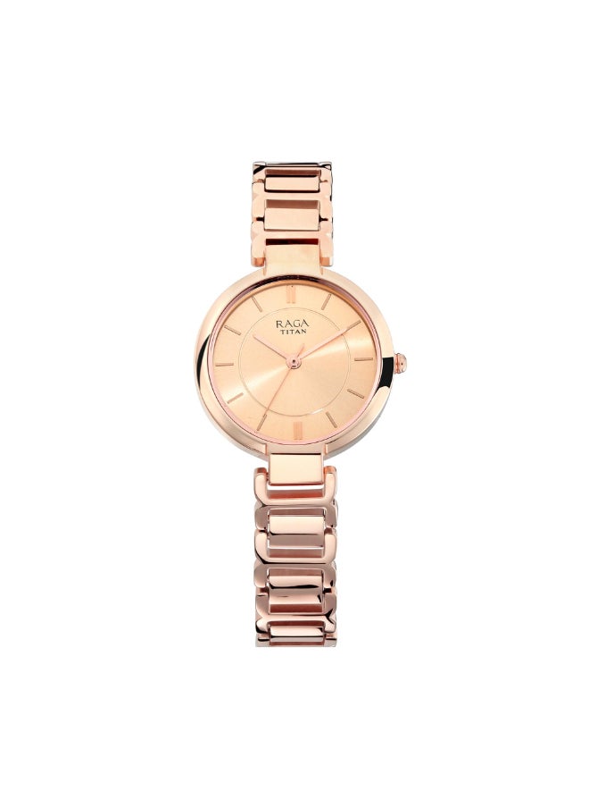 TITAN ساعة راجا فيفا أنالوج بمينا من الذهب الوردي للنساء - NL2608WM01/NR2608WM01  - Image 1