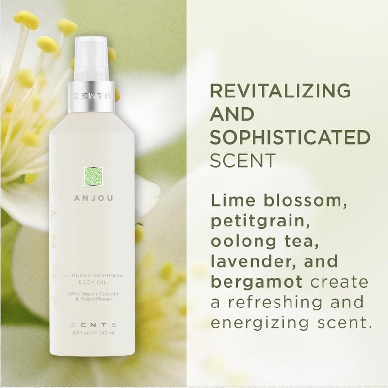 Zents Luminous Cashmere Body Oil (Oolong Fragrance) | Moisturizing Body Oil with Vitamin E & Organic Coconut Oil | Softens & Smooths Skin | 8 fl oz - Image 3