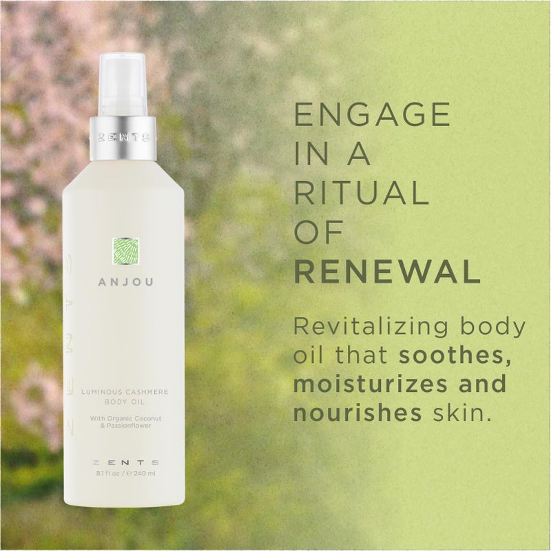 Zents Luminous Cashmere Body Oil (Oolong Fragrance) | Moisturizing Body Oil with Vitamin E & Organic Coconut Oil | Softens & Smooths Skin | 8 fl oz - Image 1