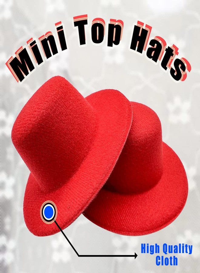 ERDANER 10Pcs Mini Top Hats,Mini Formal Bowler Hats,Miniature Hats for DIY Crafts Hair Accessories Decorate(10cm,Big Red) - Image 4