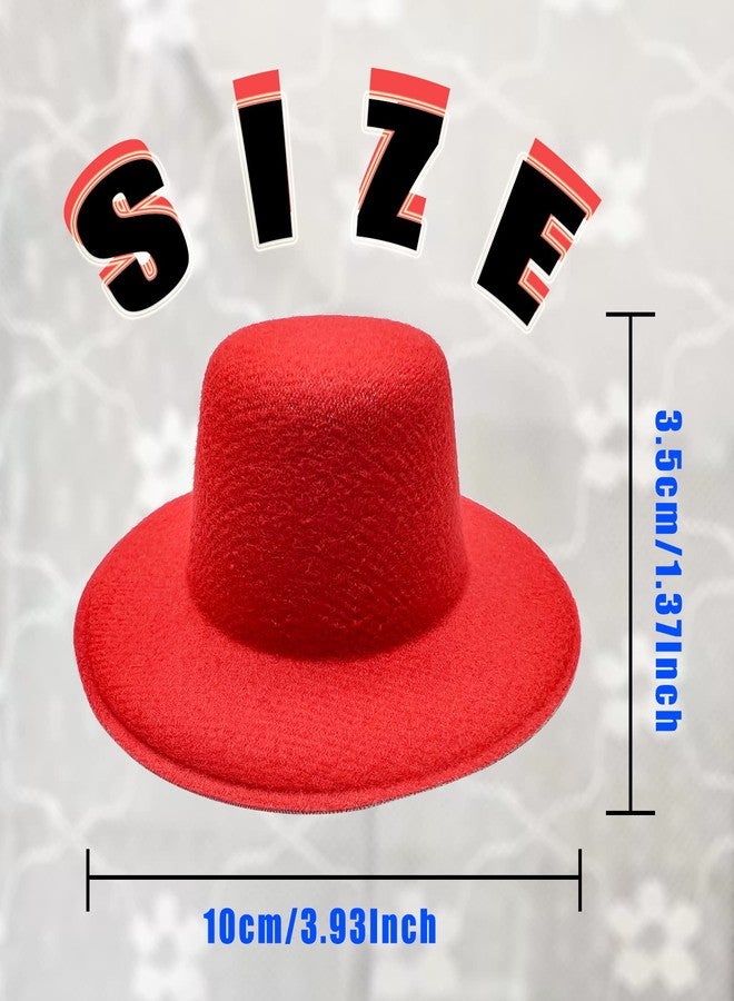 ERDANER 10Pcs Mini Top Hats,Mini Formal Bowler Hats,Miniature Hats for DIY Crafts Hair Accessories Decorate(10cm,Big Red) - Image 2