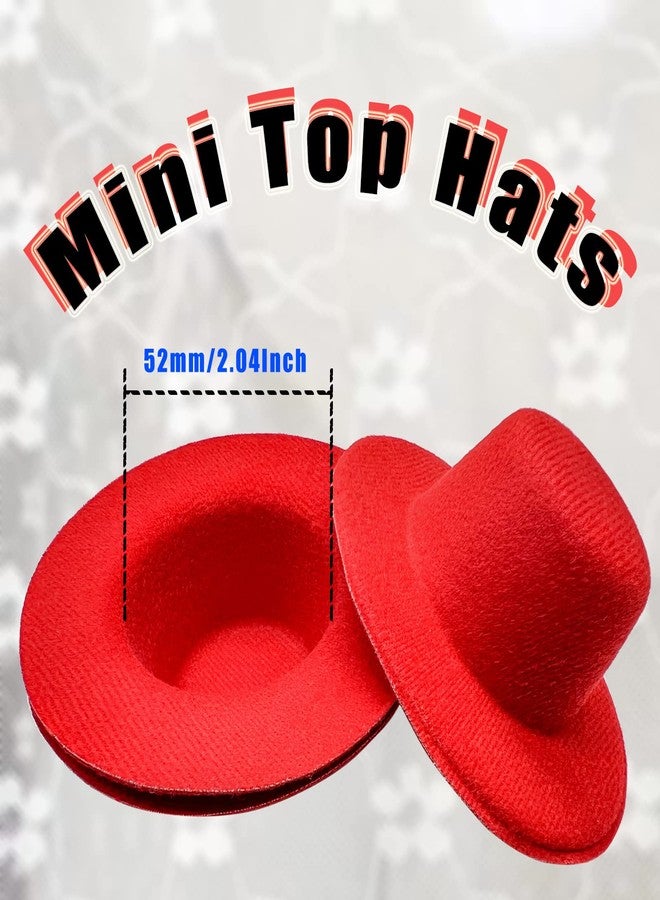 ERDANER 10Pcs Mini Top Hats,Mini Formal Bowler Hats,Miniature Hats for DIY Crafts Hair Accessories Decorate(10cm,Big Red) - Image 3