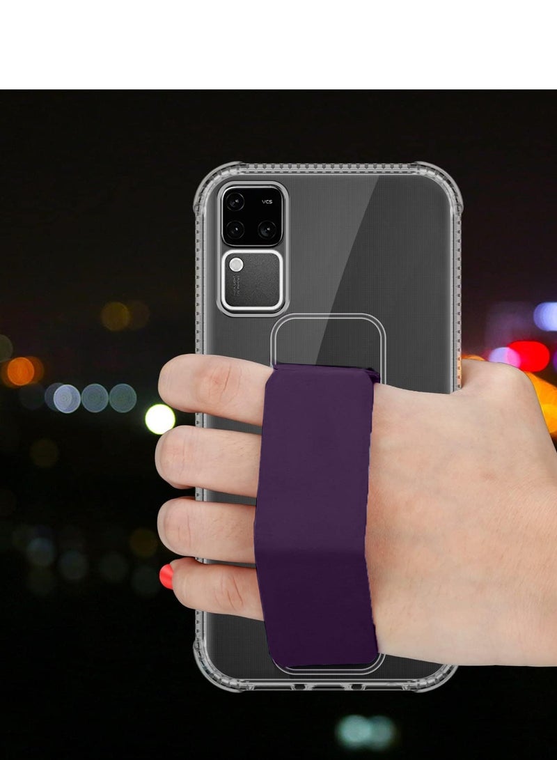 Wtech TPU Hand Grip Air Pillow Case Cover For Vivo V30 5G 2024 Clear/Eggplant Purple - Image 2