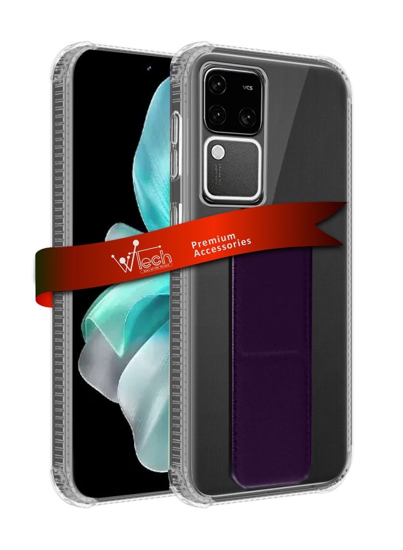 Wtech TPU Hand Grip Air Pillow Case Cover For Vivo V30 5G 2024 Clear/Eggplant Purple - Image 1
