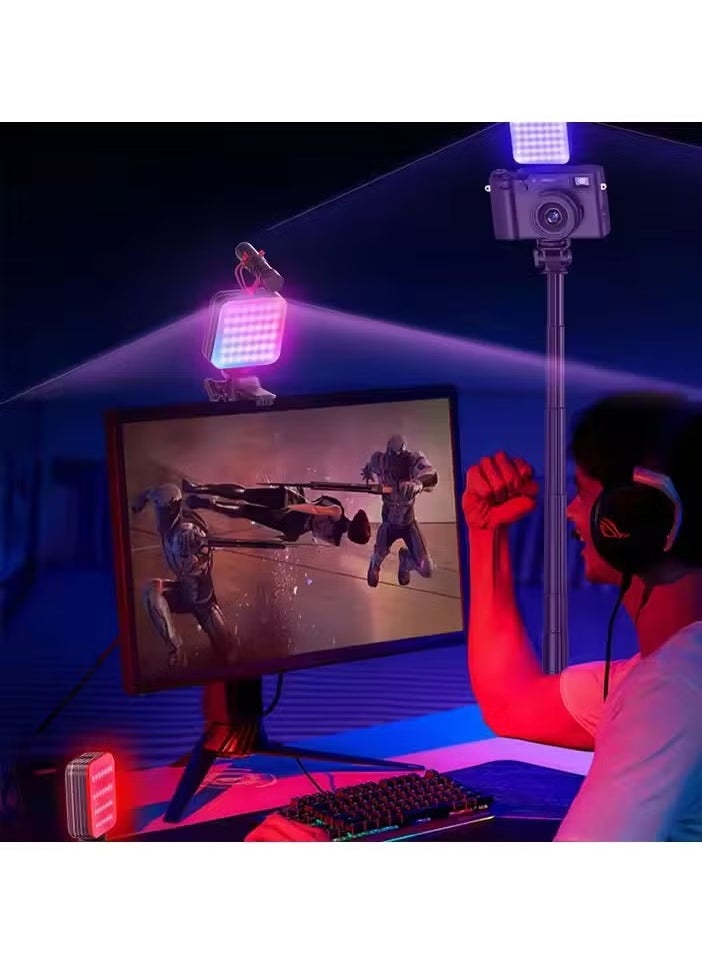 JAJEEK - D12S LED Fill Light – 2000mAh Portable RGB Video Light, Full Color, Multi-Port, Rechargeable, Compact Pocket-Sized LED Light for Photography, Vlogging, and Content Creation - Image 1