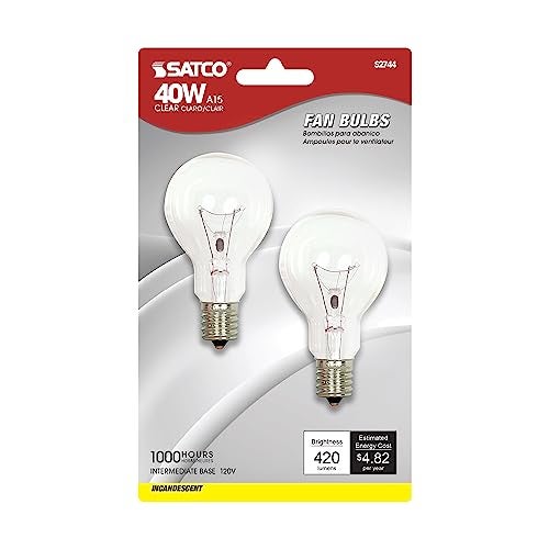 Satco S2744 120V Intermediate Base 40-Watt A15 Light Bulb, Clear , White - Image 5