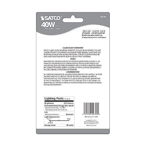 Satco S2744 120V Intermediate Base 40-Watt A15 Light Bulb, Clear , White - Image 3