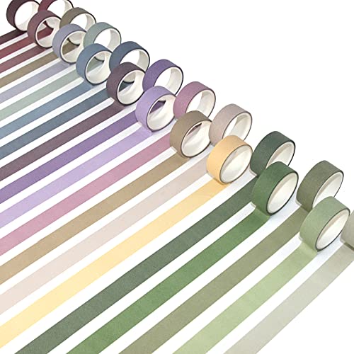 Mooker 20 Rolls Washi Tape Set, Colored Masking Tape, Decorative Nature Colored Tapes for Arts, DIY Crafts, Bullet Journals, Scrapbooking - 15mm Wide - Image 3