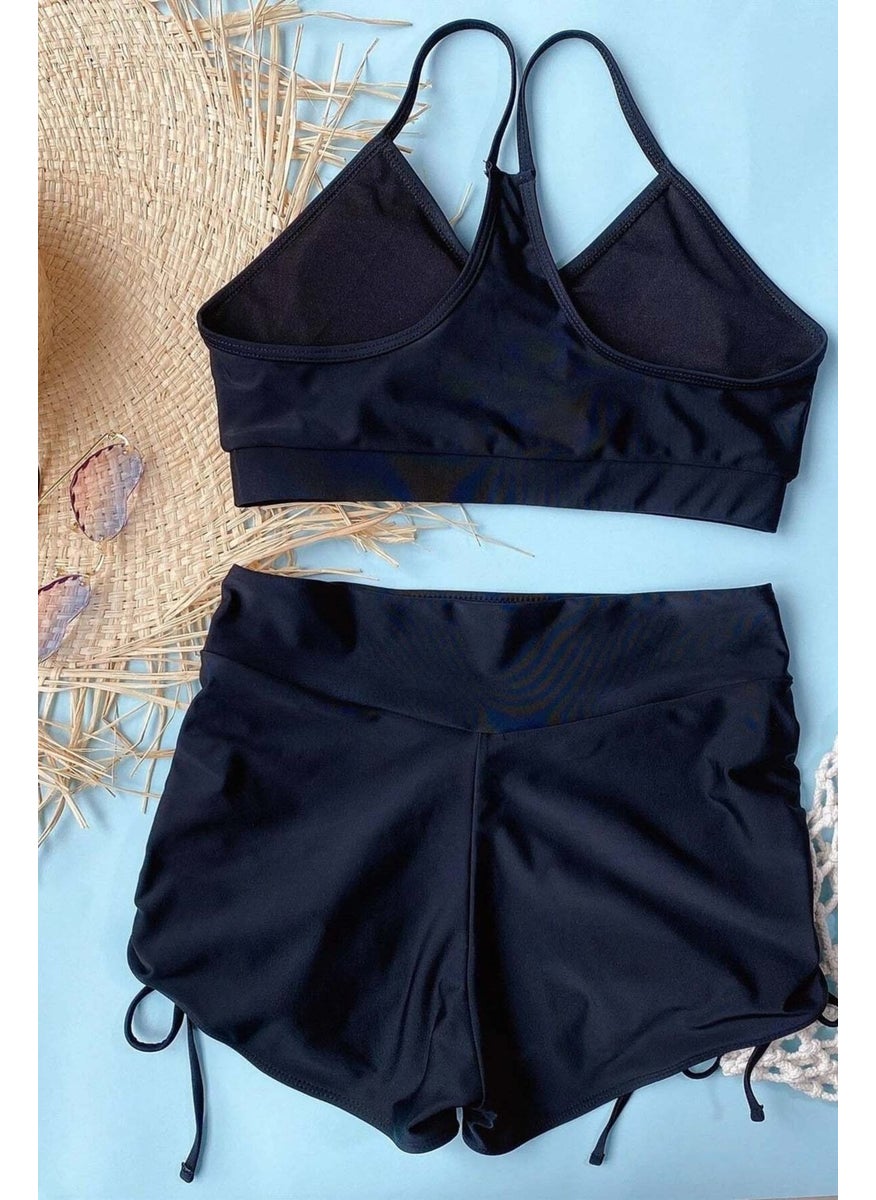Angelsin Side Adjustable Drawstring Tankini Bikini Set with Swim Shorts  - Image 2