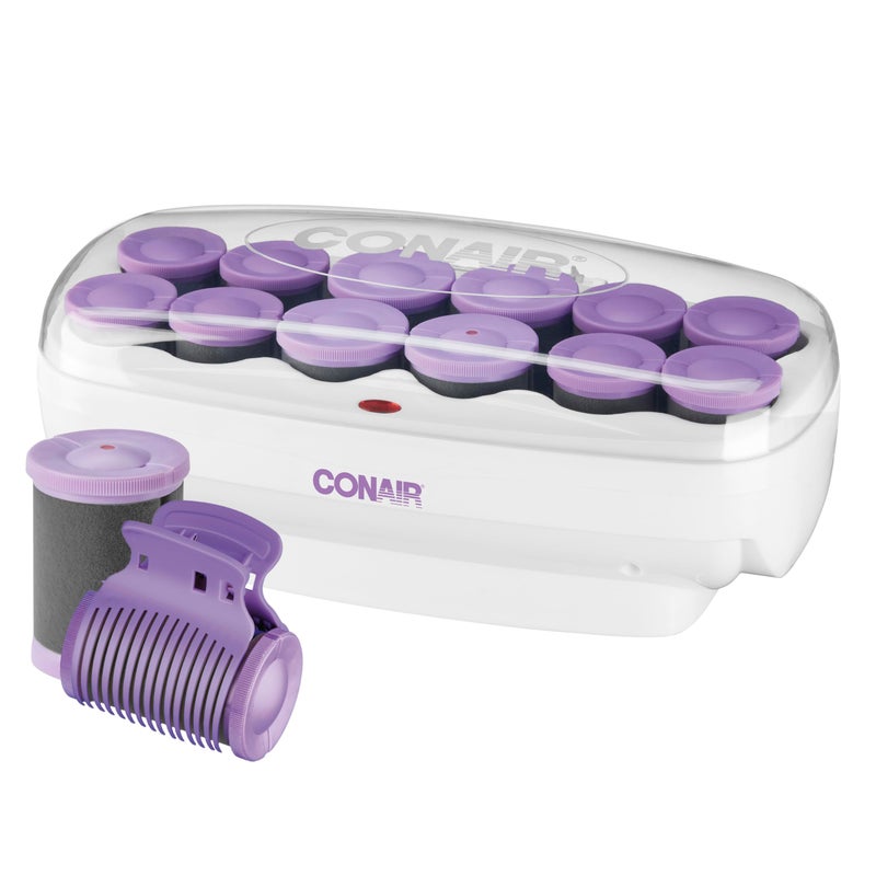 Conair Hot Rollers for Long  Medium & Short Hair  12 Ceramic Flocked 1-Inch and 1-Inch Heated Hair Rollers with Clips  Hot Curlers for Women  Volume & Curls    Exclusive - Image 1