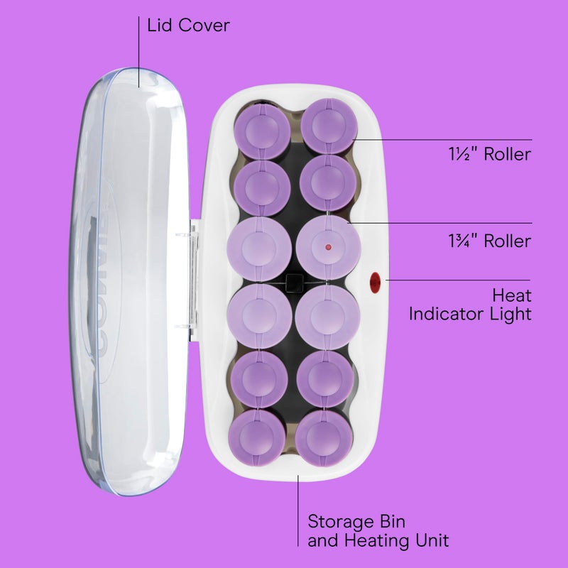 Conair Hot Rollers for Long  Medium & Short Hair  12 Ceramic Flocked 1-Inch and 1-Inch Heated Hair Rollers with Clips  Hot Curlers for Women  Volume & Curls    Exclusive - Image 2