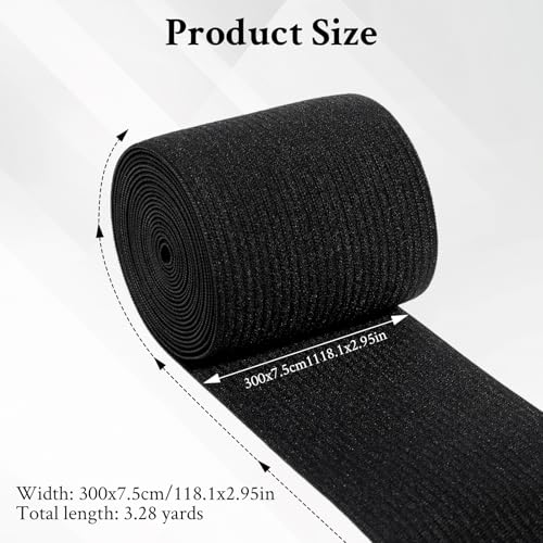 XLIUAX Elastic Band for Sewing, 3 Inch Wide Knit Elastic Band, 3 Yards Black Knitted Stretchy Straps for Sewing DIY Projects Crafts Waistbands Pants Waist Bedspread - Image 2