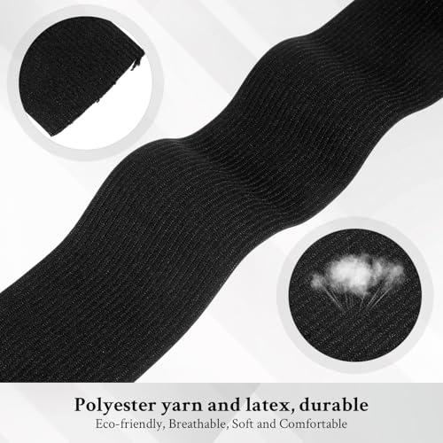 XLIUAX Elastic Band for Sewing, 3 Inch Wide Knit Elastic Band, 3 Yards Black Knitted Stretchy Straps for Sewing DIY Projects Crafts Waistbands Pants Waist Bedspread - Image 4