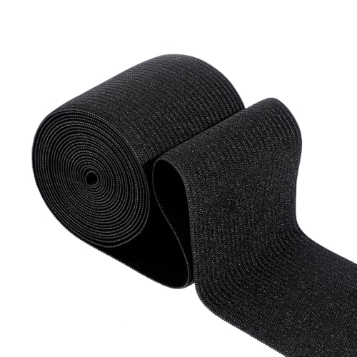 XLIUAX Elastic Band for Sewing, 3 Inch Wide Knit Elastic Band, 3 Yards Black Knitted Stretchy Straps for Sewing DIY Projects Crafts Waistbands Pants Waist Bedspread - Image 1