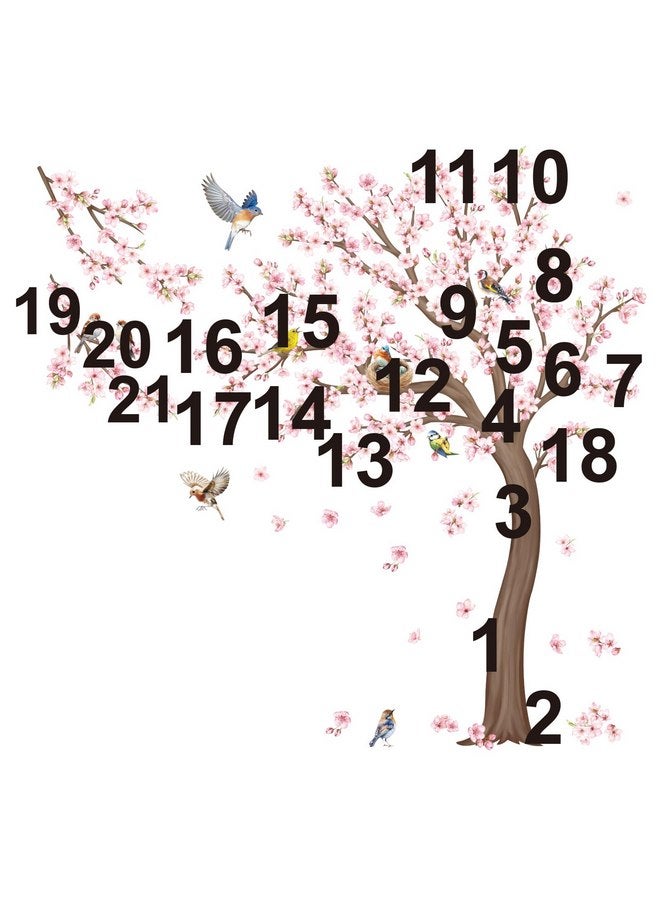 decalmile Large Cherry Blossom Tree Wall Stickers Pink Flower Birds Tree Branch Wall Decals Living Room Girls Bedroom Baby Nursery Wall Decor(H: 59 inches/150 cm) - Image 5