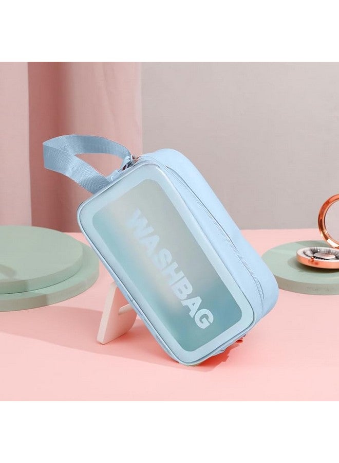 TS WITH TECHSUN Makeup Pouch Travel Toiletries Organizer Cosmetic Bags Portable Organizer Case Carry Pouch for Women Bathroom, Travel Essentials for Women, Toiletry Bag (Small, Blue) - Image 3