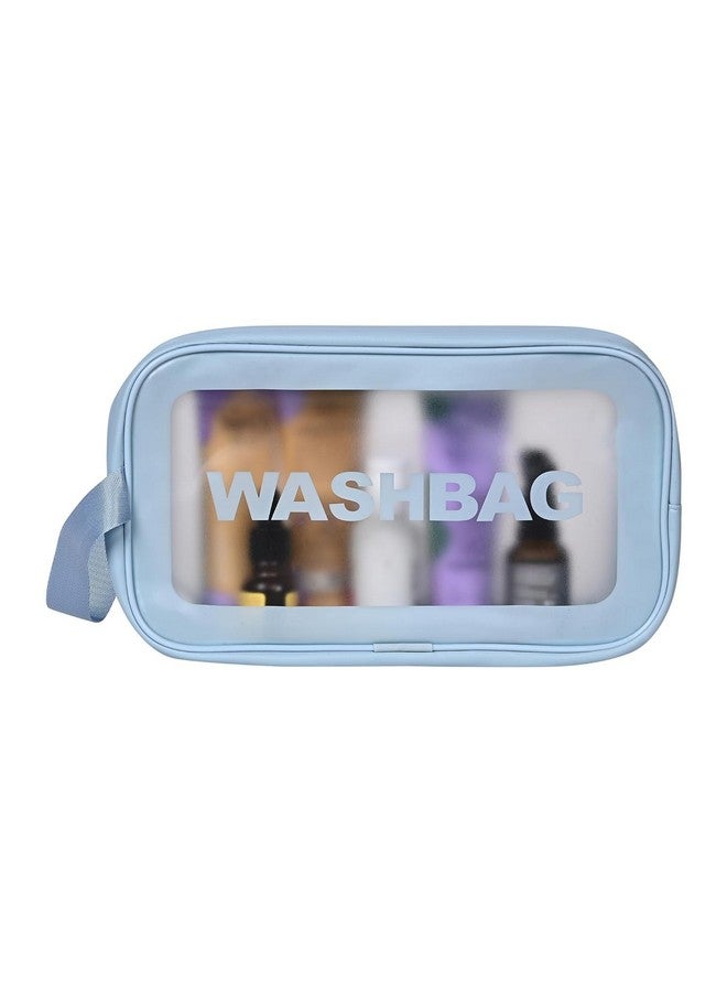 TS WITH TECHSUN Makeup Pouch Travel Toiletries Organizer Cosmetic Bags Portable Organizer Case Carry Pouch for Women Bathroom, Travel Essentials for Women, Toiletry Bag (Small, Blue) - Image 1