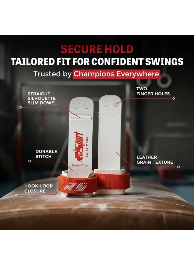 Reisport Men's Ring Gymnastic Grips, Premium Leather Grip with Hook & Loop Closure for Secure Grip, Safe Hand Grip, Hand Wraps for Advanced Gymnasts - Image 2