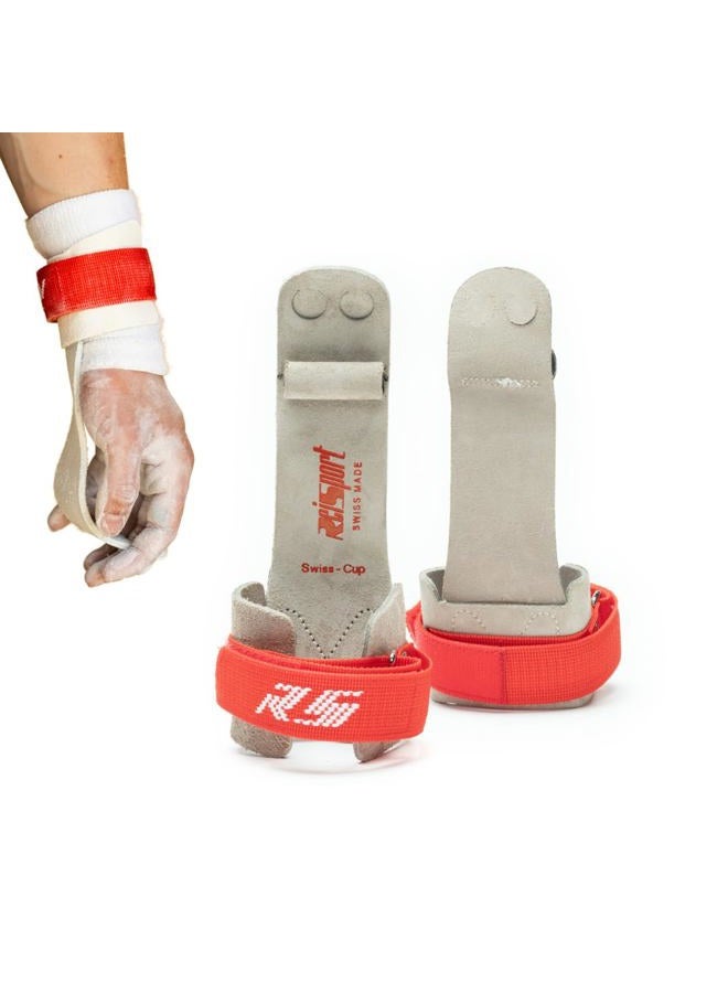 Reisport Men's Ring Gymnastic Grips, Premium Leather Grip with Hook & Loop Closure for Secure Grip, Safe Hand Grip, Hand Wraps for Advanced Gymnasts - Image 1