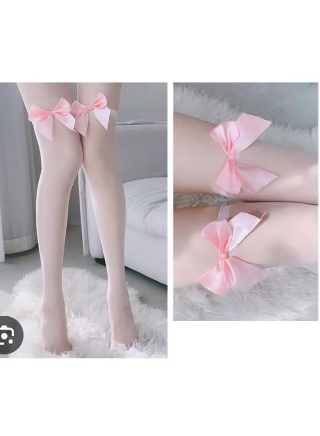 Bow Design Thigh High Stockings for Women  - Image 2