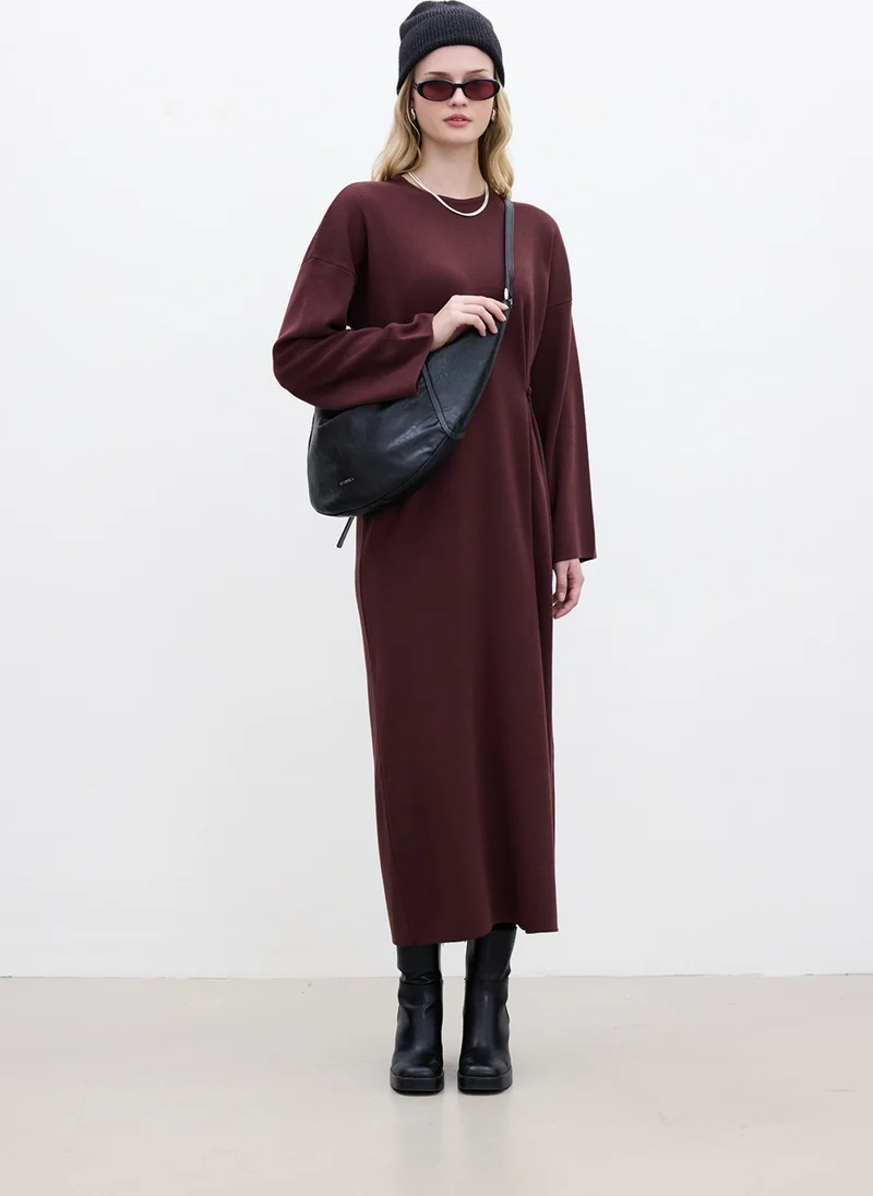 مانوكا Knit Tie Dress Burgundy