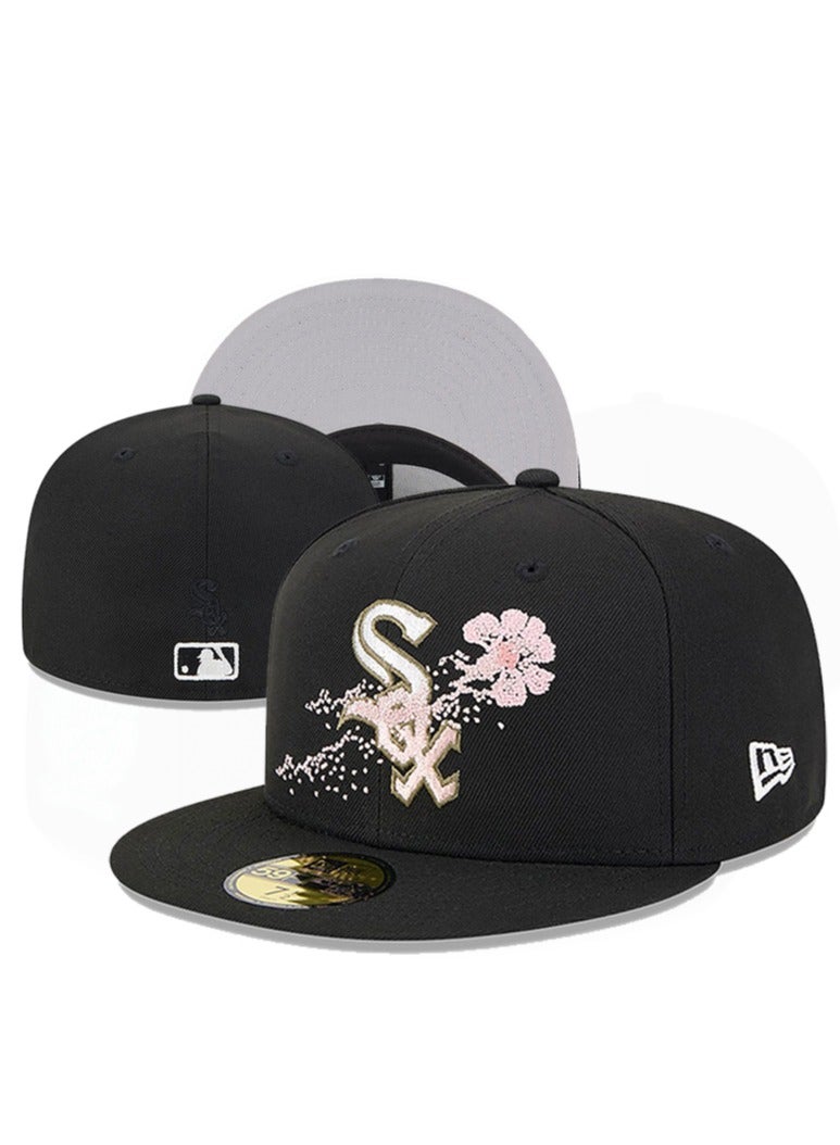 NEW ERA Chicago White Sox Baseball Cap, Cherry Blossom Embroidered Team Logo, Flat - Brim Hat - 60.6cm 