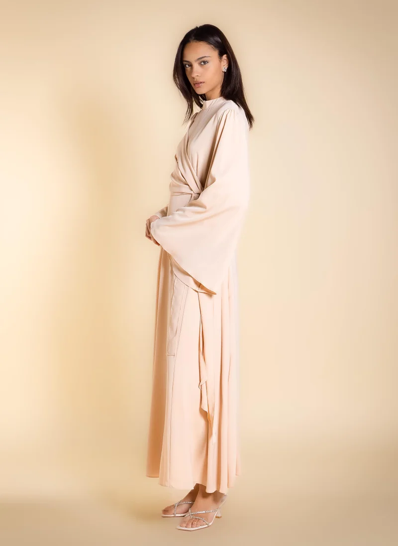 SHAPES Beige MAXI DRESS WITH BELT for Women | Best Price UAE