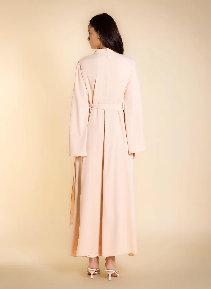 SHAPES Beige MAXI DRESS WITH BELT for Women | Best Price UAE