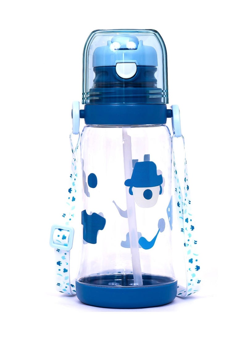 Eazy Kids Water Bottle 600ml With Straw - Blue  - Image 1