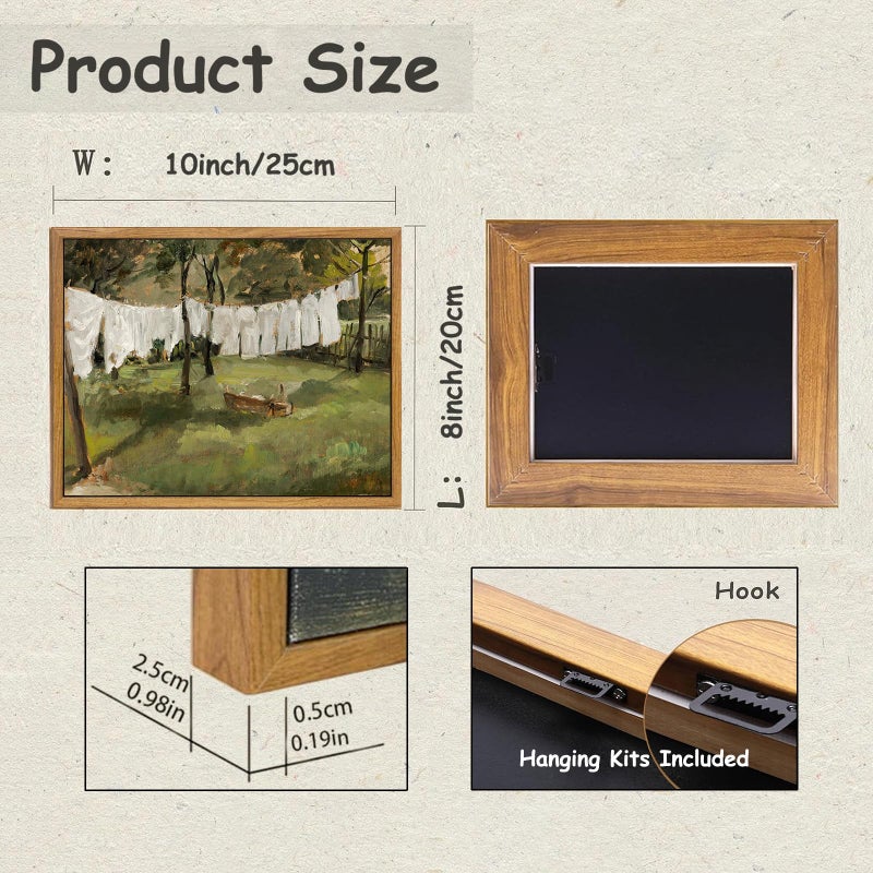 KBKBART Framed Canvas Wall Art Home Decor, Vintage Laundry Room Art Prints Wall Decor, Farmhouse Decor Canvas Oil Painting, Antique Country Landscape Wall Art Prints for Beroom Living Room Bathroom (8"x10") - Image 2