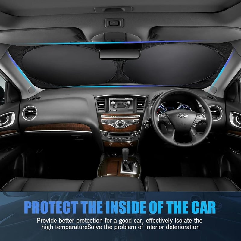 ToolHouse Windshield Sun Shade for Cars, Universal Fit Sunshade for Front Windshield, with Storage Pouch, Blocks UV Rays & Heat, Foldable Sun Visor, for Dashboard & Interior (150cm*70cm) - Image 5