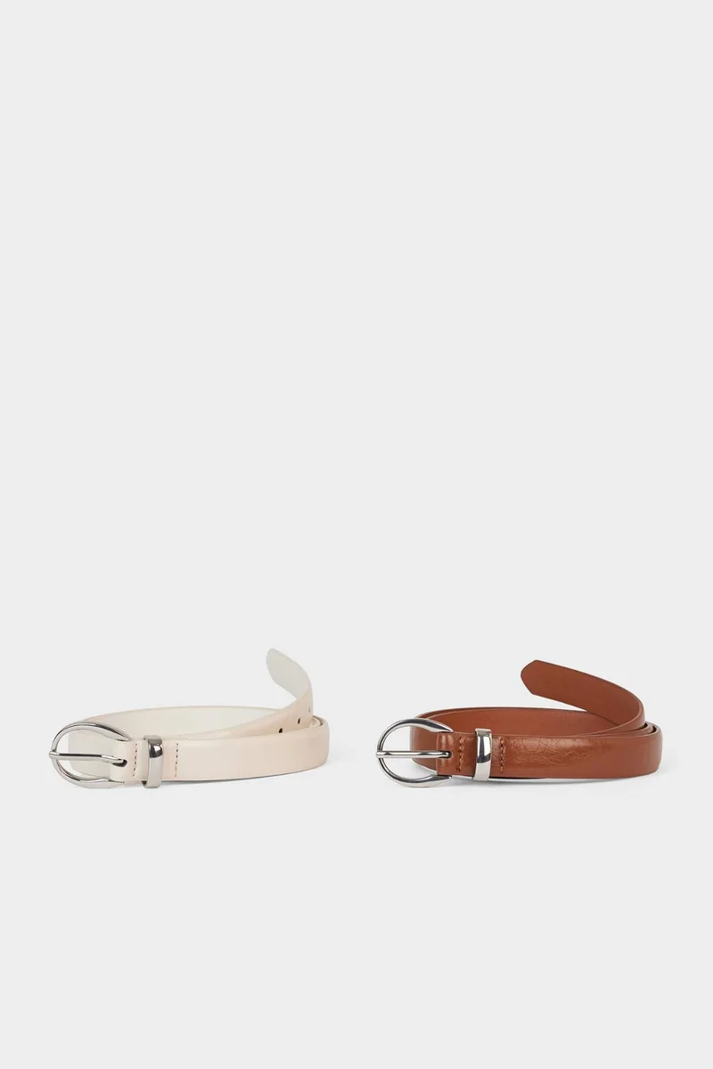 Woman Faux Leather 2 Piece Daily Belt